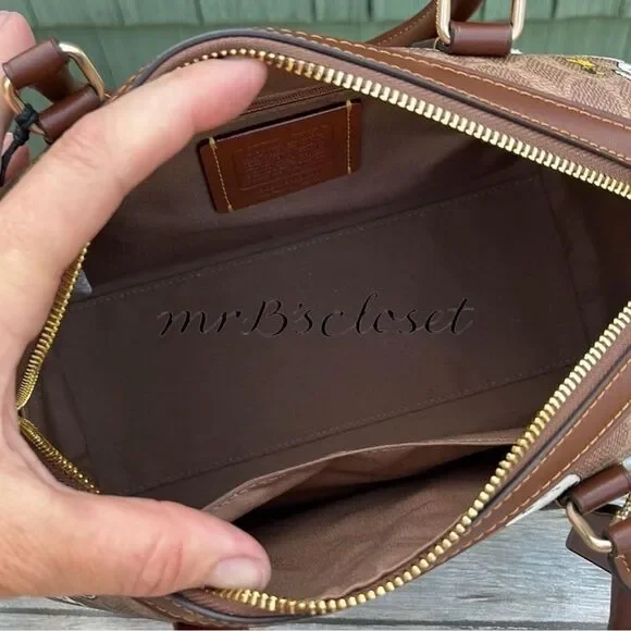 Coach X Peanuts Rowan Satchel Bag In Signature Canvas With Snoopy Print - Picture 6 of 7